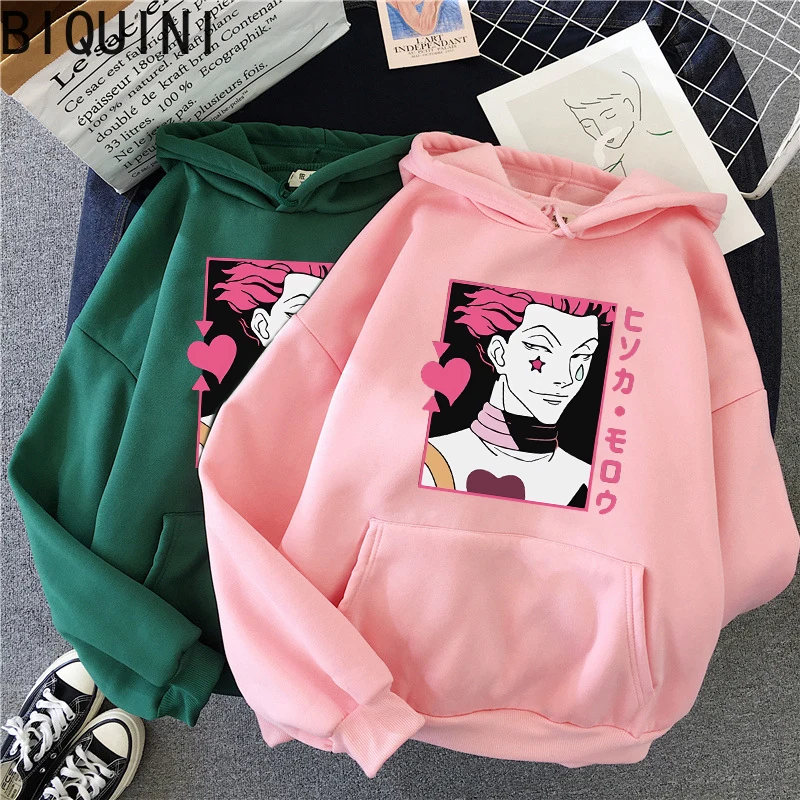 Толстовка Hisoka Hunter x Wram с аниме надписью свободная Женская одежда уличная в стиле