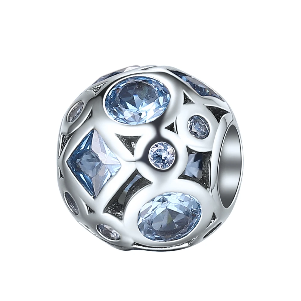 Подвеска Шарм из серебра 100% пробы с голубым Цирконом fit pandora charms fit pandorapandora collection