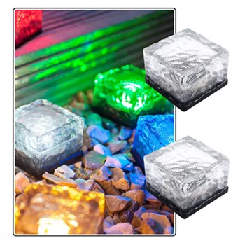

Glass Stone Solar Powered Crystal Brick LED Night Lamp for Garden Yard Christmas Decor CLH@8