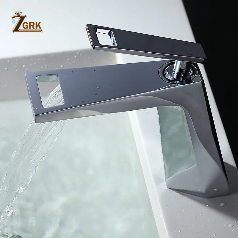 ZGRK кран для раковины Ванная комната Черный кран для раковины на бортике Горячий Холодный Смеситель кран SLT147 - Цвет: SLT147S