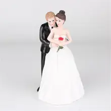 2019 新品質ケーキ人形クリスタルロマンチックな花嫁と花婿トッパーカップル抱擁キスブライダル装飾卸売(China)