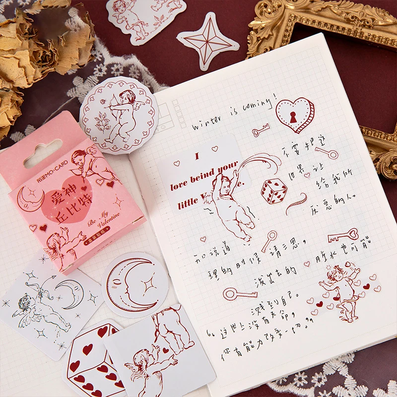 44pcs Valentine's Day Cupid Design Sticker As Gift Tag Birthday Decoration Scrapbooking DIY | Дом и сад