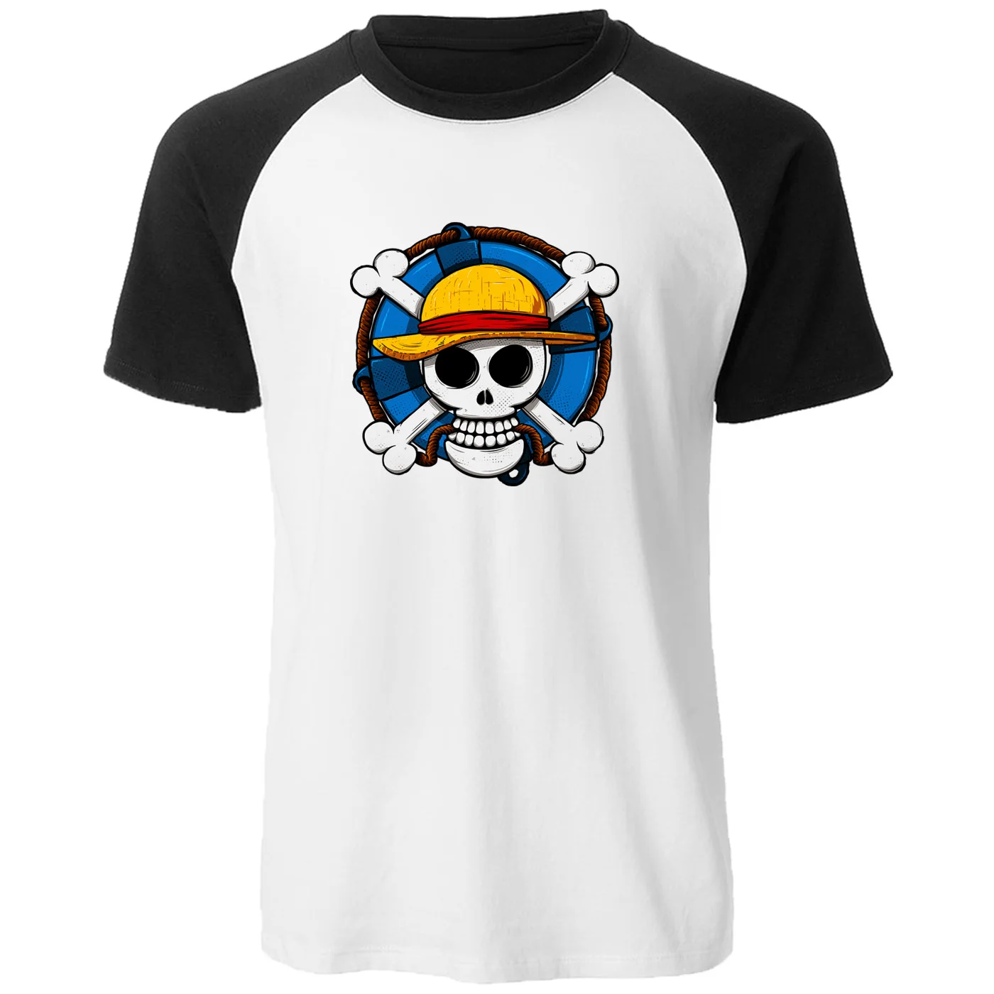 Мужская футболка-реглан с изображением флага пирата летняя футболка короткими