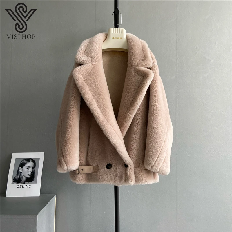 long puffer coat VS5501 Street Thicken Outerwear Women Cashmere Jacket Real Wool Alpaca Plaszcz Max Teddy Bear Coat black puffer coat womens