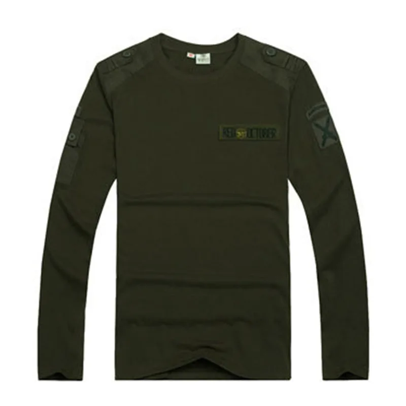 no packet green Новые военные мужские футболки с длинным рукавом солдат 101st Airborne хлопок тонкий жира тактические футболки мужские брендовые футболки 3XL AE7104 - Цвет: no packet green