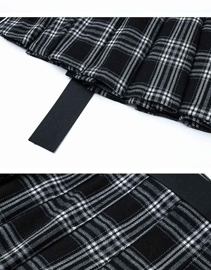 [EAM] High Waist Black Plaid Printed Buckle Temperament Half-body Skirt Women Fashion Tide New Spring Summer 2020 1X535
