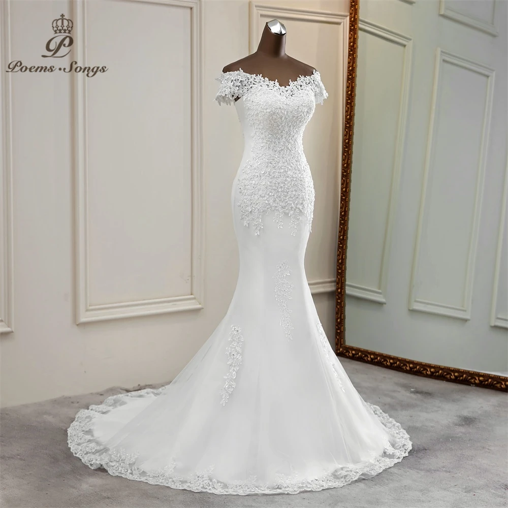 Customized Sexy wedding dress  appliques flower robe de mariee elegant bride dress lace wedding gowns beautiful  mermaid 2