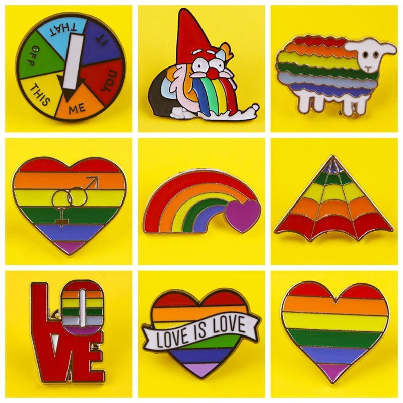 Gay Brooches LGBT Accessories Brooch Badge Rainbow Flags Intersex Pins Cute Heart Badge Denim Jackets Jewelry For Women|Badges| - AliExpress