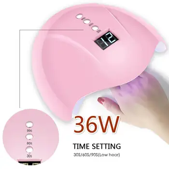 

New 36W Gel Lamp Nail Phototherapy Machine Pink Smart LED Quick-drying Induction Nail Lamp High Quality Uv Lamp Nail Care Tool