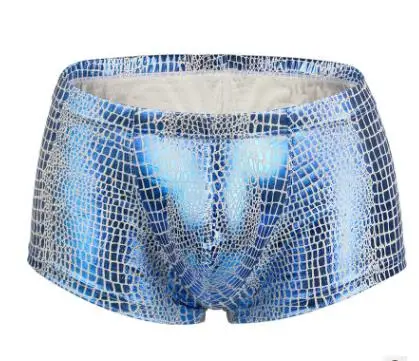 PK515 Blue Мужское нижнее белье из искусственной кожи; боксеры; Cueca Masculina Calsones Homme; мужские трусы; Ropa Interior Hombre Calzoncillo Cueca; боксеры - Цвет: PK515 Blue