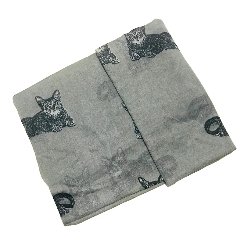 New Style Europe And America Kitty Couture Printed Animal Pattern Persian Cat Bali Yarn Scarf Sun-resistant Silk Scarves Shawl