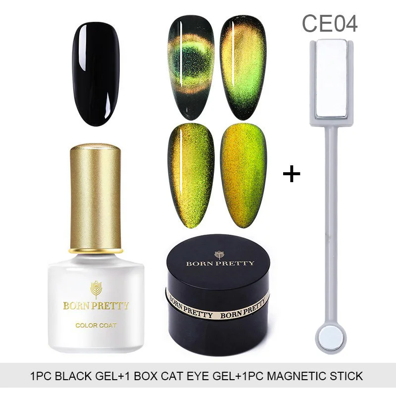 3Pcs Set 4 BORN PRETTY 5ml 9D Magnetic Cat Eye Nail Gel Polish Soak Off UV LED Nails Varnish Galaxy Star Magnet Nail Art Manicure Lacquer - Цвет: 3Pcs Set 4