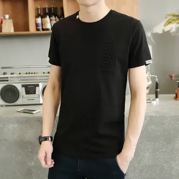 

6644-Men's short-sleeved t-shirt summer 2020 new Korean of the trend of five-point sleeves