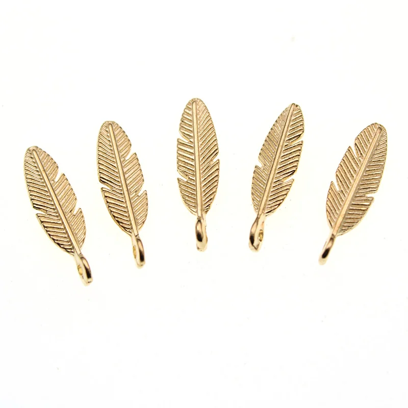 kc gold 20 шт./лот, 21x6 мм, сделай сам, ювелирное изделие, перо, лист, Подвески для изготовления ювелирных изделий, ожерелье, браслет, подвески, сделай сам, материал ручной работы - Окраска металла: kc gold