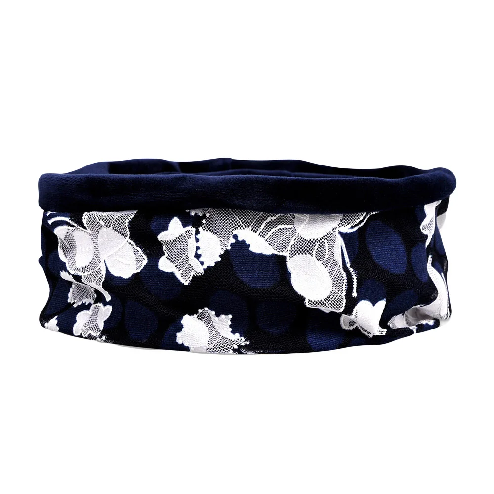 Velvet-Royal Blue Женская кружевная мягкая бархатная шапка с цветочным рисунком, теплый шарф, Шапка-бини, RXHAT0066 - Цвет: Velvet-Royal Blue