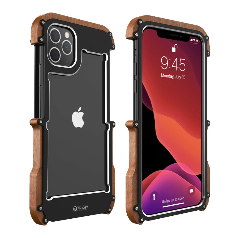 picture color R-JUST чехол-бампер с деревянной металлической рамкой для iPhone 6, 7, 8 Plus, X, XS, XR, XS, MAX, 11 Pro, противоударные чехлы для телефонов с алюминиевой рамкой - Цвет: picture color
