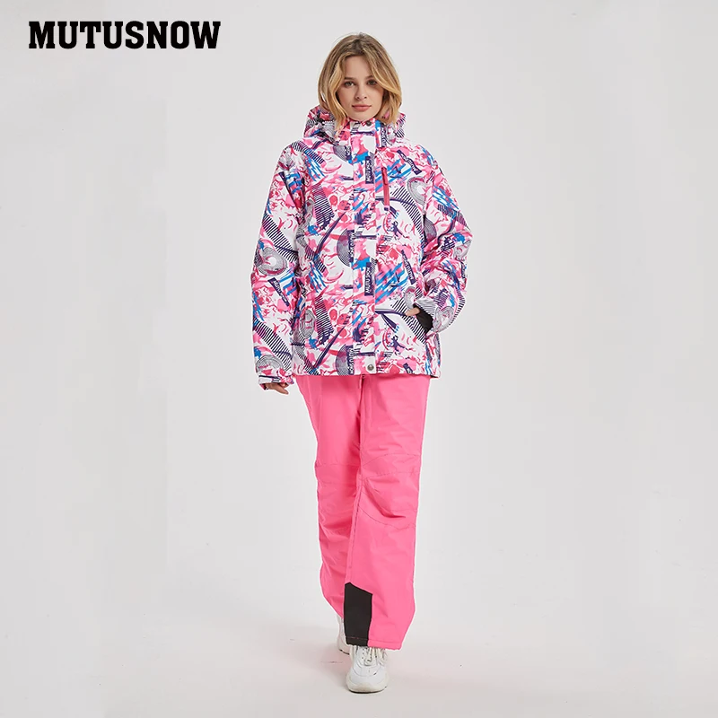 Mutusnow утолщенный теплый лыжный костюм для мужчин и женщин зимний FemaleBreat ветрозащитный водонепроницаемый лыжный Сноубординг куртка брюки костюм