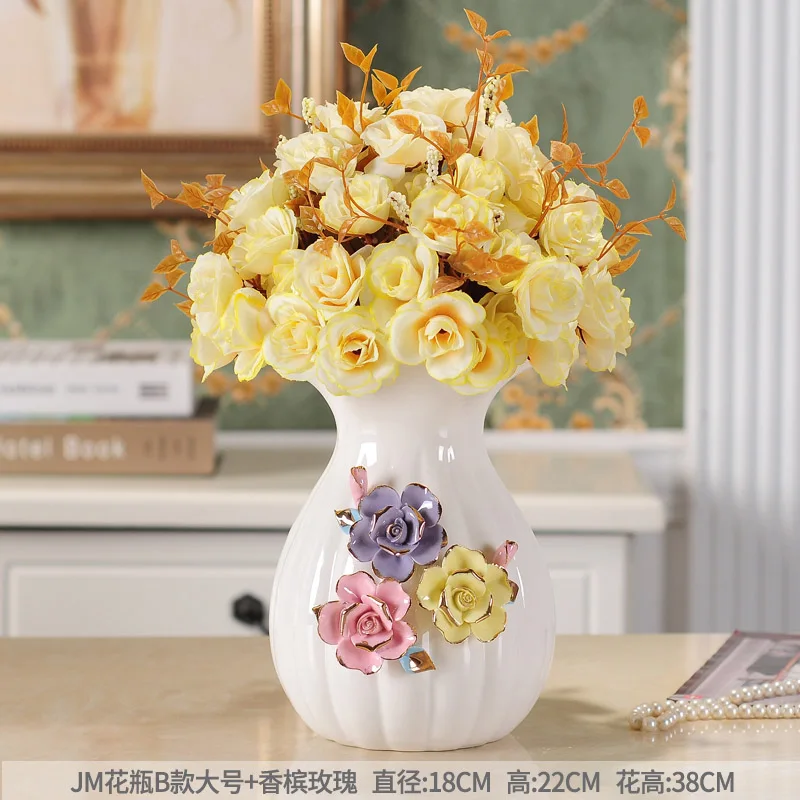 L with flowers Европейская керамическая ваза стерео цветочные вазы Ремесла свадебные ярроны decorativos фарфоровая ваза Креативные украшения дома аксессуары - Цвет: L with flowers