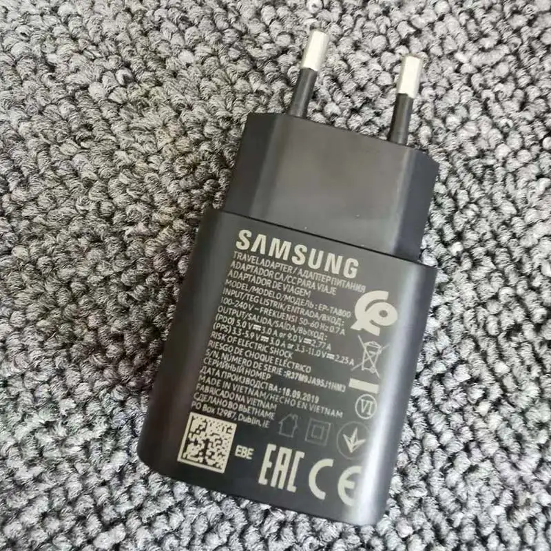 Samsung Note 10 супер быстрое зарядное устройство 25 Вт ЕС Путешествия Usb PD Быстрый ЕС дорожный адаптер для зарядного устройства type C кабель для Galaxy Note 10+ a90 - Тип штекера: EU Charger Only