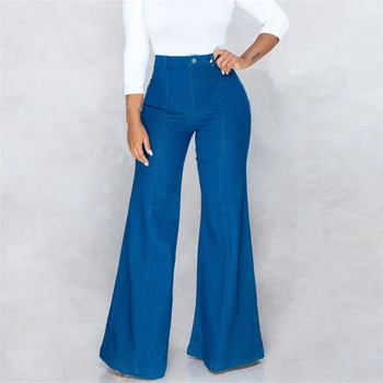 

Women Bell Bottom Jeans High Waisted Push Up Flare Jeans Ladies Streetwear Blue Stretch Skinny Distressed Jeans Denim Pants