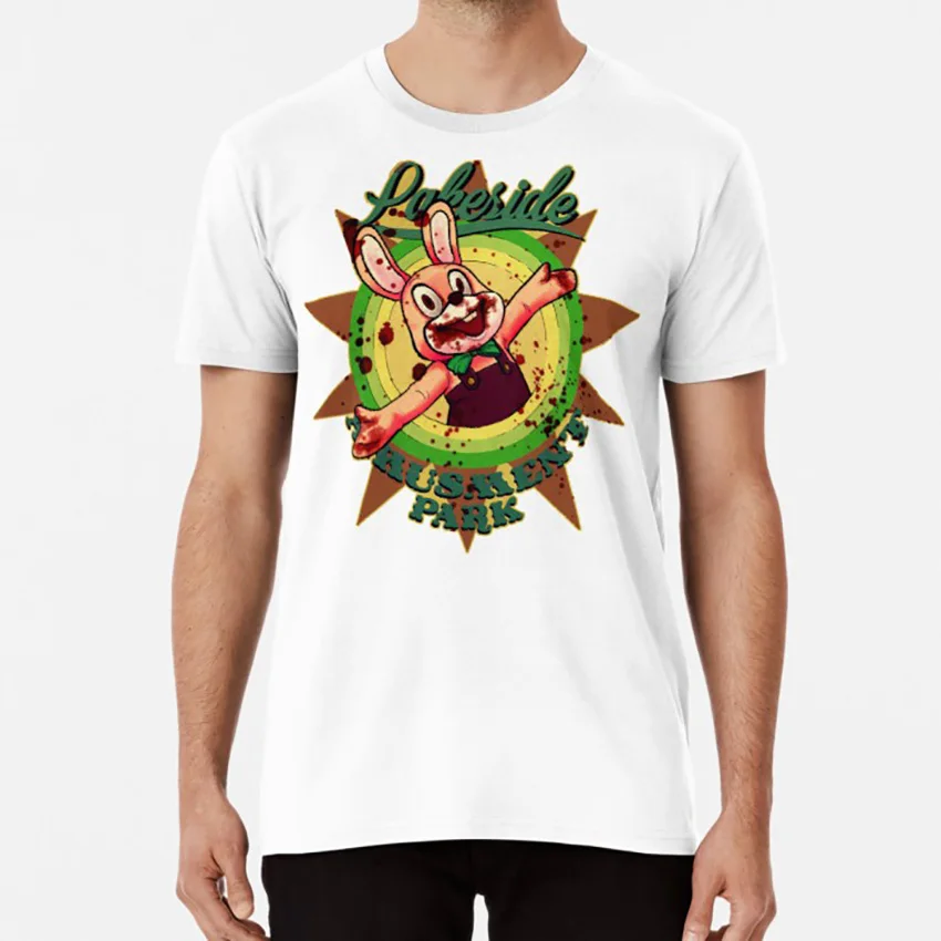 Lakeside Amusement Park(кошмар) Футболка тихий холм Робби кролик sh3 видеоигры ужас - Цвет: Белый