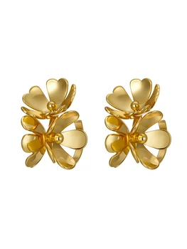 

Timeless Wonder Brass 3D Floral Statement Earrings Women Jewelry Gothic Boho Top Runway Designer Party Trendy Rare Bontique 3366