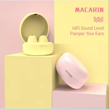 

TWS Macaroon Wireless Bluetooth 5.0 Earphone In-ear Earbuds stereo Sports Noise reduction Earphone With mic charging box