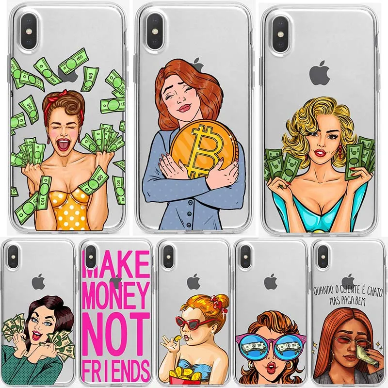 Поп-арт девушка мультфильм женщины деньги наличные женщина Femmes леди 80s телефон