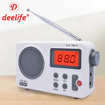 Deelife FM 라디오 수신기 AM FM 스피커, LCD 디지털 디스플레이 알람 시계, 가정용 휴대용