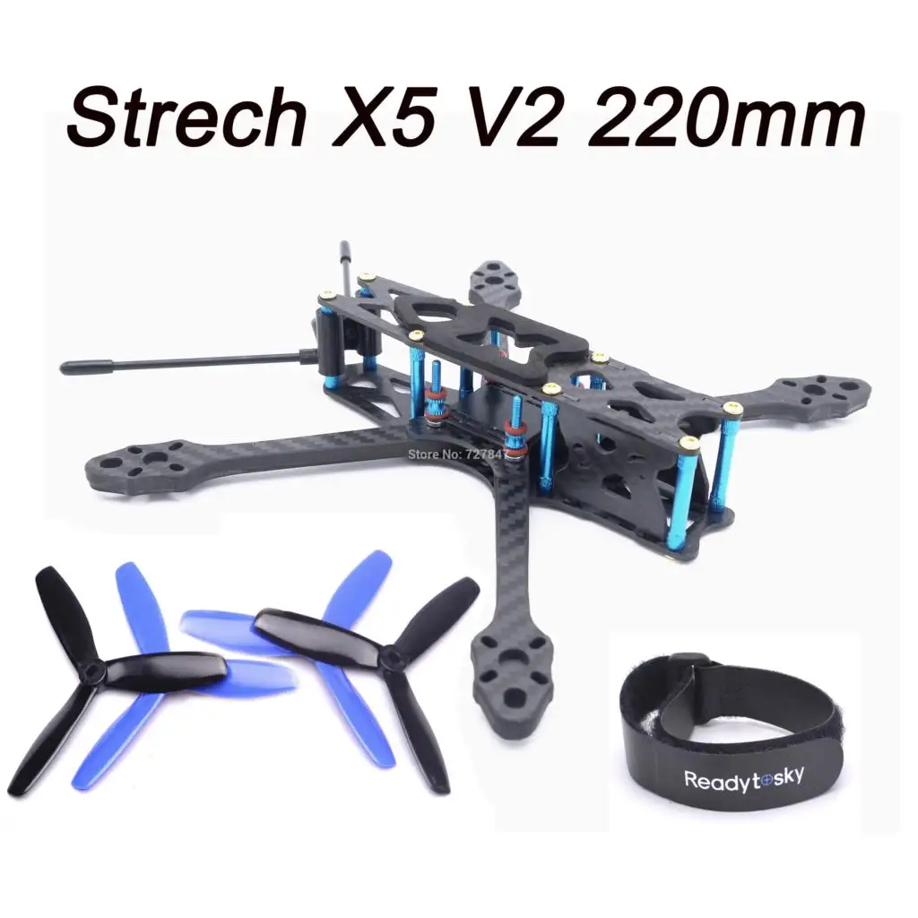 

Stretch Strech X5 V2 220 220MM w/ 5.5mm Arm Freestyle FPV Racing Quadcopter Frame Kit Upgrade Johnny 5inch 225mm