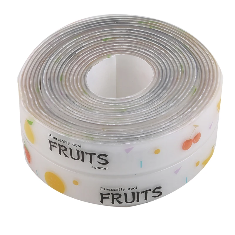 Flower fruit Клейкая лента для унитаза угловая акриловая водонепроницаемая лента защита от плесени самоклеящаяся прозрачная кухонная плита раковина угловая линия - Цвет: Flower fruit