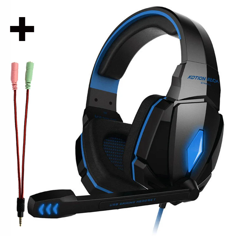 Headphone and Cable Большие проводные игровые наушники для компьютера пк с микрофоном шумоподавлением игровая гарнитура для компьютера компьютерные наушники игровые - Цвет: Headphone and Cable
