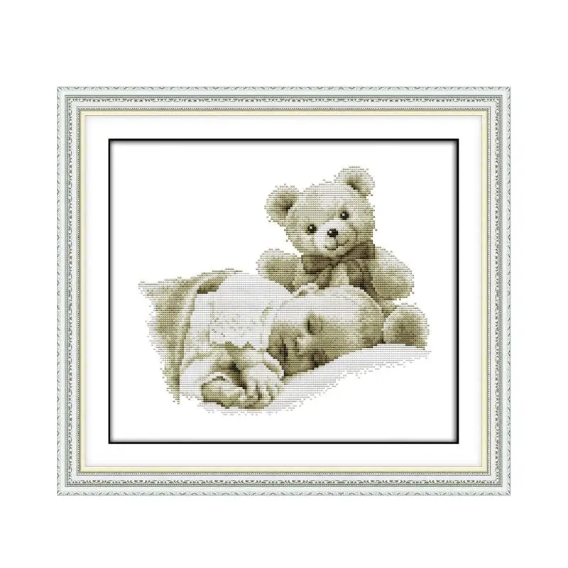 Cross Stitch Kit Sleeping boy and doll cross stitch kit aida 14ct 18ct count canvas stitch embroidery DIY handmade needlework