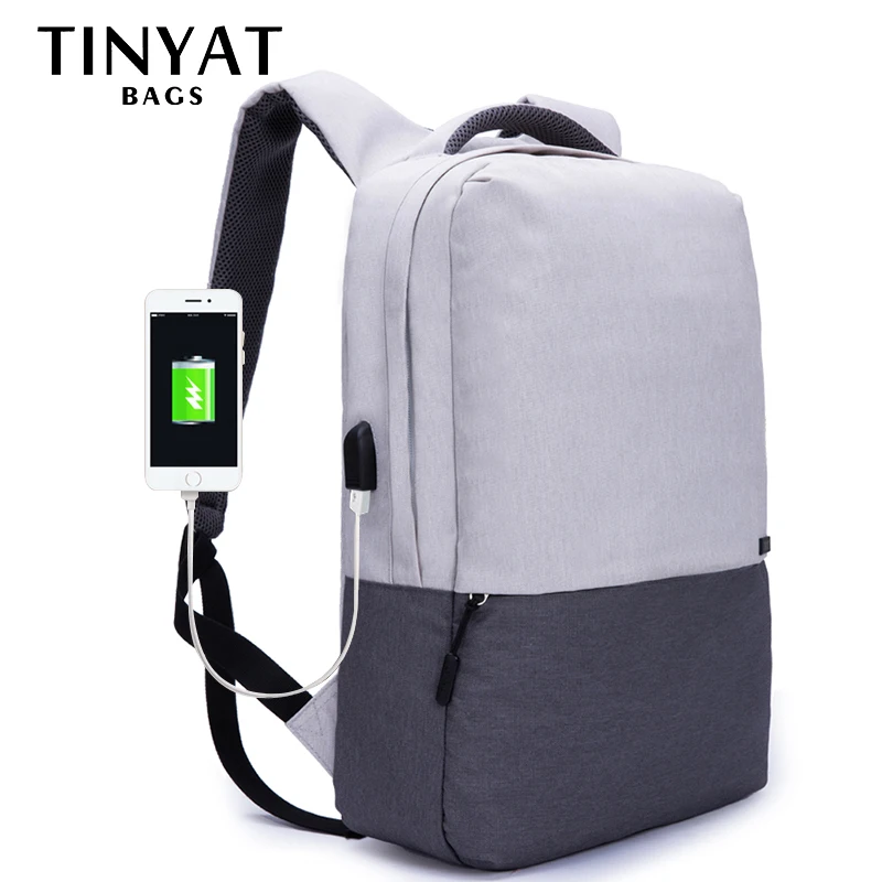 Pаспродажа Мужской рюкзак для ноутбука TINYAT, рюкзак для ноутбука с диагональю 15,6 дюймов с подзарядкой через USB порт, сумка для компьютера с защитой от кр...