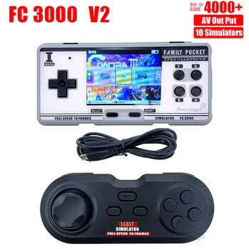 FC3000 V2 클래식 레트로 휴대용 게임 콘솔, 4000 개 이상의 게임 비디오 게임 플레이어 지원, 10 가지 포맷 IPS 스크린