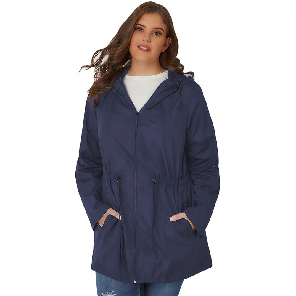 C-85229-dark blue Женская куртка больших размеров; сезон весна-осень; куртка с капюшоном; спортивная верхняя одежда для дождливой погоды; одежда альпинистская Женская водонепроницаемая ветровка - Цвет: C-85229-dark blue