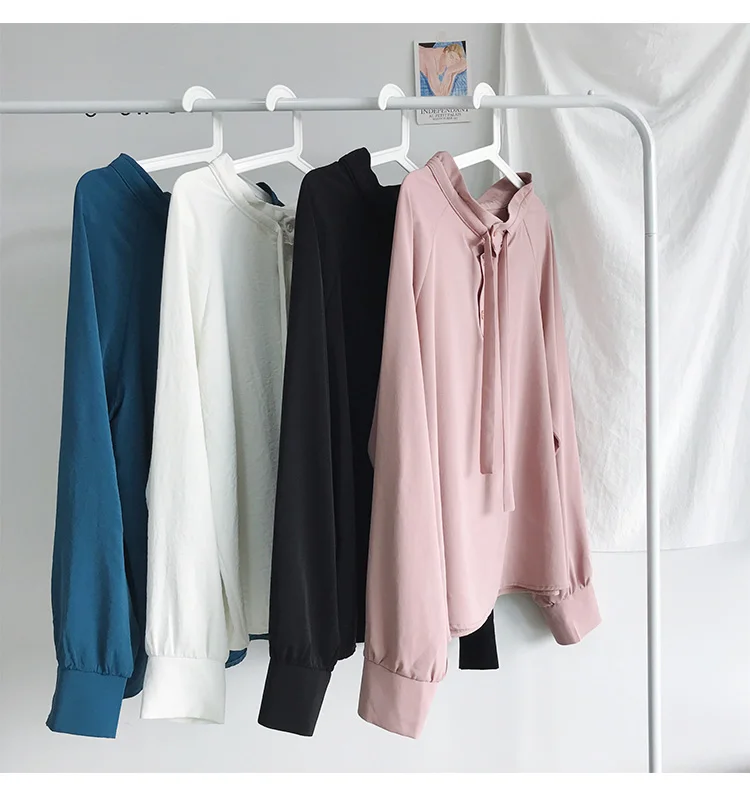Осенняя мужская Однотонная рубашка с длинными рукавами и лентами, сексуальная корейская мода, воротник-стойка, Мужская Уличная Весенняя Розовая белая рубашка