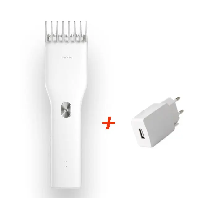 White Add EU plug Xiaomi Enchen Boost USB электрическая машинка для стрижки волос керамическая режущая головка две скорости Быстрая зарядка триммер для волос для детей - Цвет: White Add EU plug