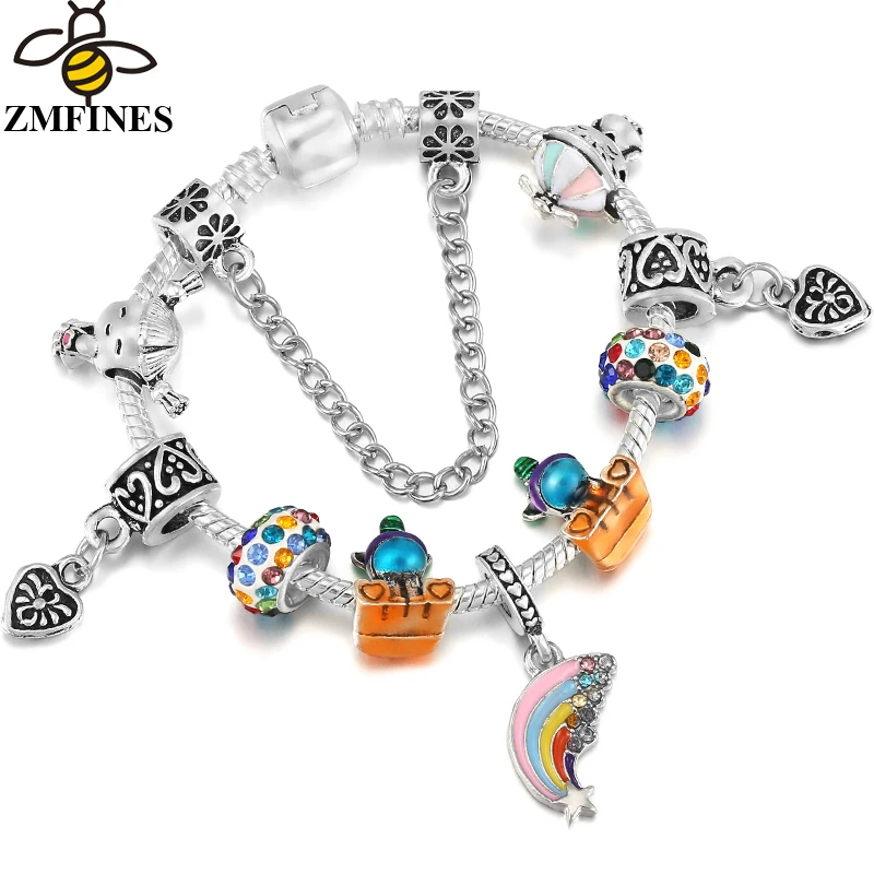 2024 Trendy Silver Cokor Love Key Charm Bracelet With Murano Glass Beads Bracelets For Women Wife Jewelry Pulseras Dropshipping