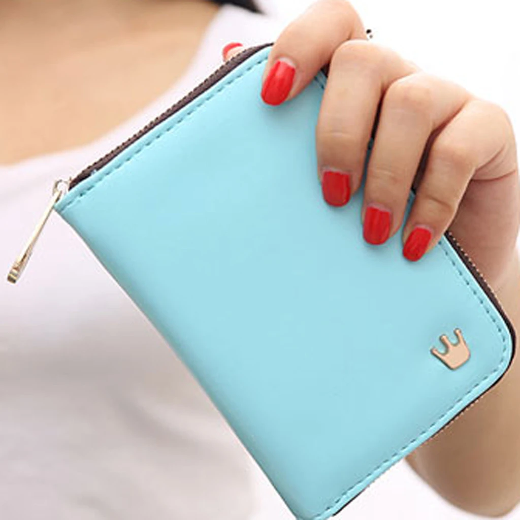 Women Coin Purse Small Bag Wallet Change Zipper Crown Decorated Money Bags Children Wallets Leather Key Holder Carteira 813