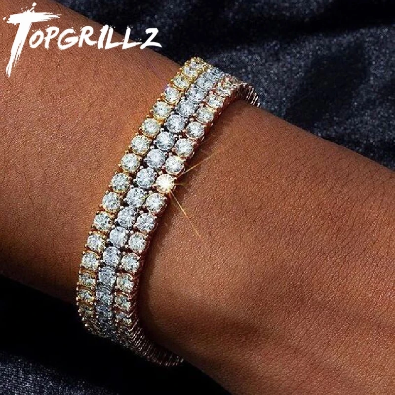 1-Row Charms Bracelet Jewelry Gifts Iced-Out Cubic-Zirconia Mens/women Gold for 3mm-6mm