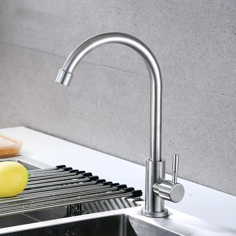 

Manufacturers Direct Selling 304 Stainless Steel Kitchen Faucet Single Cold Single Bore Rotating Kitchen Sink Faucet