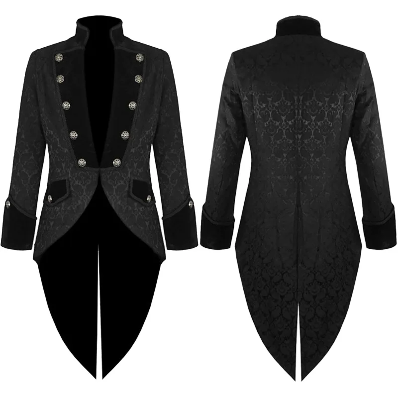 Men Medieval Victorian Costume Tuxedo Gentlema Tailcoat Gothic Steampunk Trench Vintage Frock Outfit Coat for Men