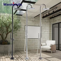 Outdoor Rainfall Shower Faucet Floor Standing Bathroom Bath Tub Mixer Tap Single Handle Heighten Bath Shower Faucets New Arrival 1