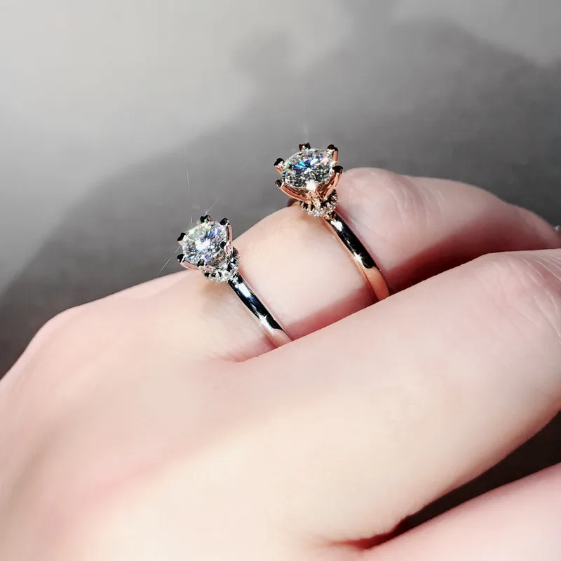 Классическое 1.0ct 6,5 мм искусственное свадебное кольцо из муассанита 925 пробы Серебряное обручальное ювелирное изделие женские подарки