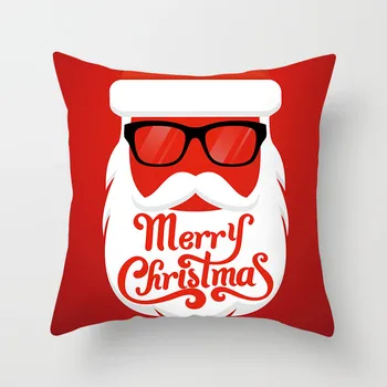 

Nanacoba Christmas Cushion Cover Polyester Red Santa Claus Deer Snowman Pillow Cover Case Home Sofa Decorative Pillowcase