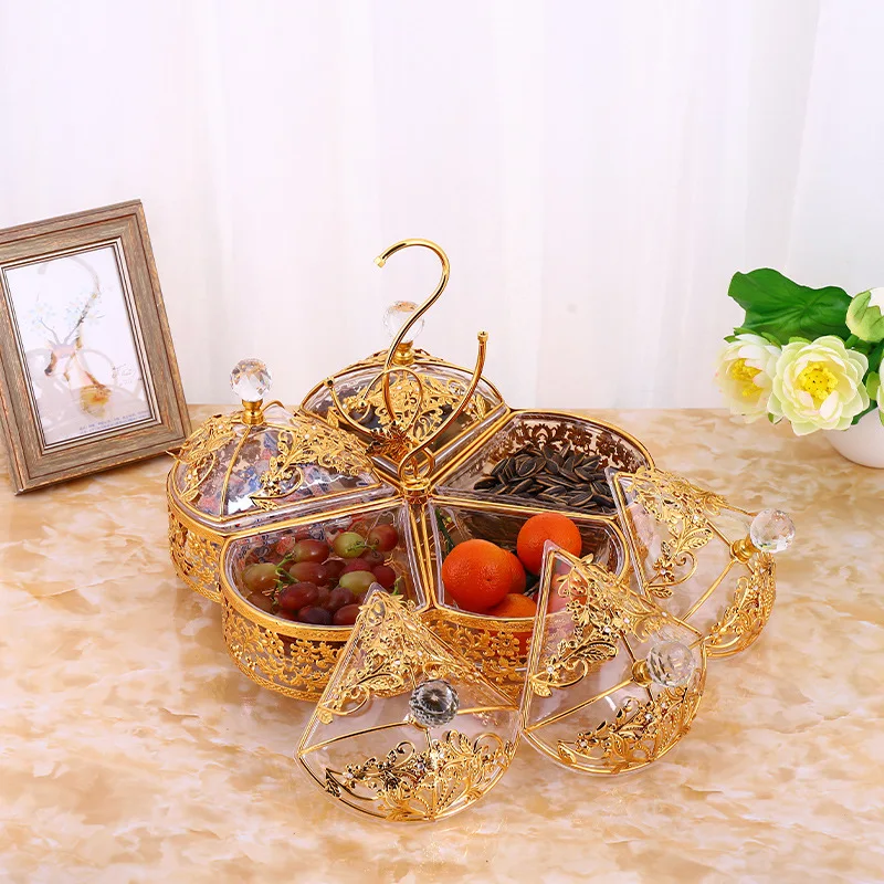 High-end creative metal fruit plate net red multi-grid candy dried ...