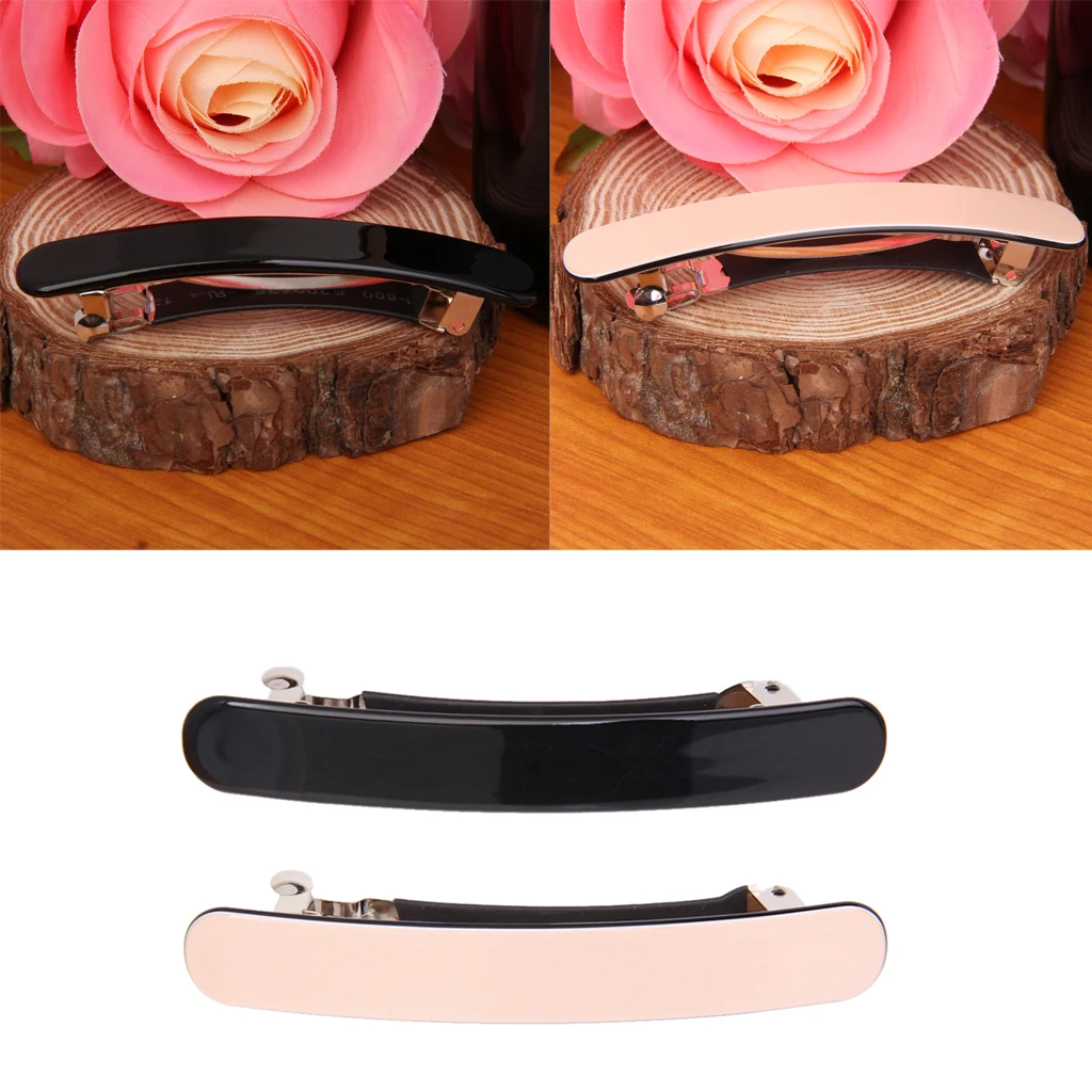 2 Pieces Automatic Hair Clips,  Slim Long Acrylic Hair Barrette Ponytail Holders for Womens Daily