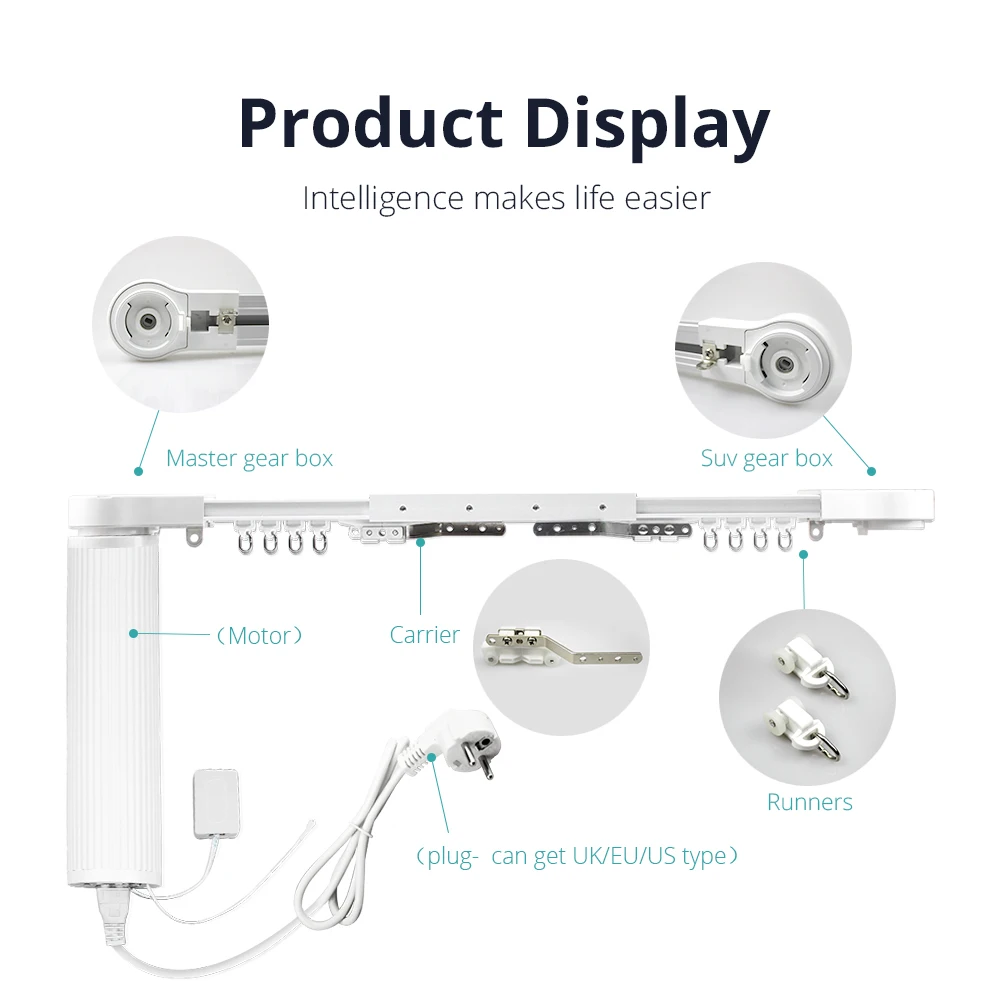 Zemismart Smartthings control Z-wave Моторизованный шаговый мотор с навесной дорожкой и настенным выключателем настраиваемое управление приложением