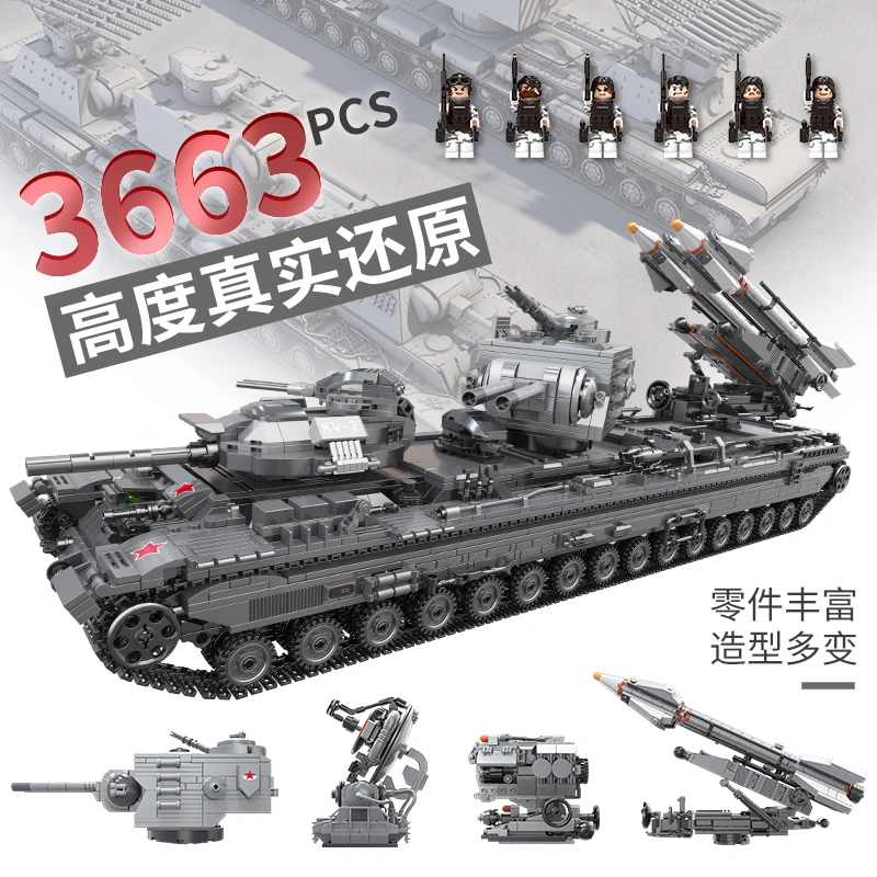 

XingBao 06006 LegoEDS WW2 Creator MOC Military Series The KV-2 Tank Set Educational Building Blocks Brick Toys For Children Gift